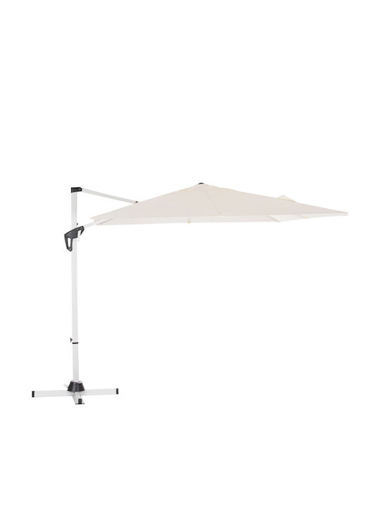Professional Hanging Square Aluminum Garden & Terrace Parasol White 2.7x2.7m