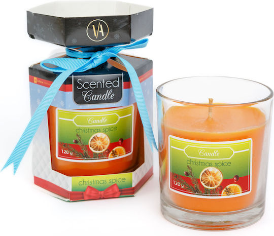 Christmas Glass Candle Orange 7.8x7cm
