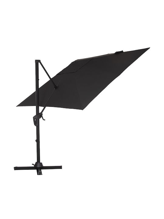 Professioneller Hängender Quadratischer Garten- und Terrassen-Sonnenschirm Aluminium Grau 2,7x2,7m