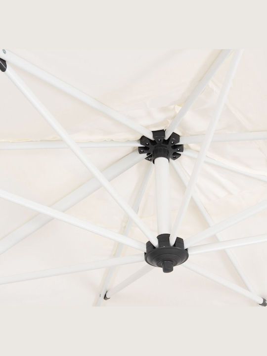 Professional Hanging Square Aluminum Garden & Terrace Parasol White 2.7x2.7m