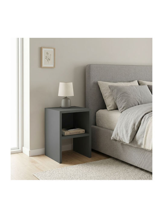 Bedside Table Smile Wooden Gray 30x30x40cm