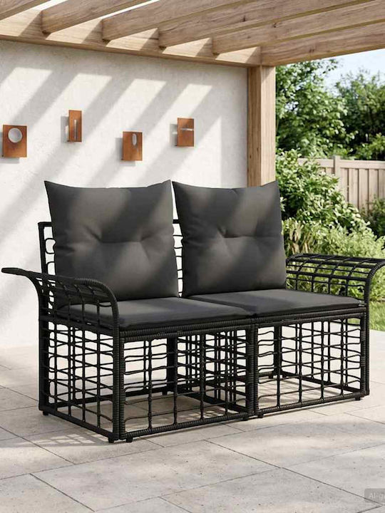vidaXL Zweisitziges Outdoor-Sofa Rattan mit Kissen 141x62x70cm