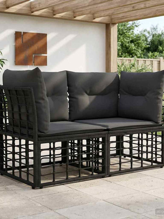 vidaXL Zweisitziges Outdoor-Sofa Rattan mit Kissen 122x62x70cm