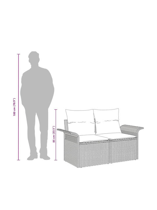 Zweisitziges Outdoor-Sofa Rattan mit Kissen 141x62x69cm