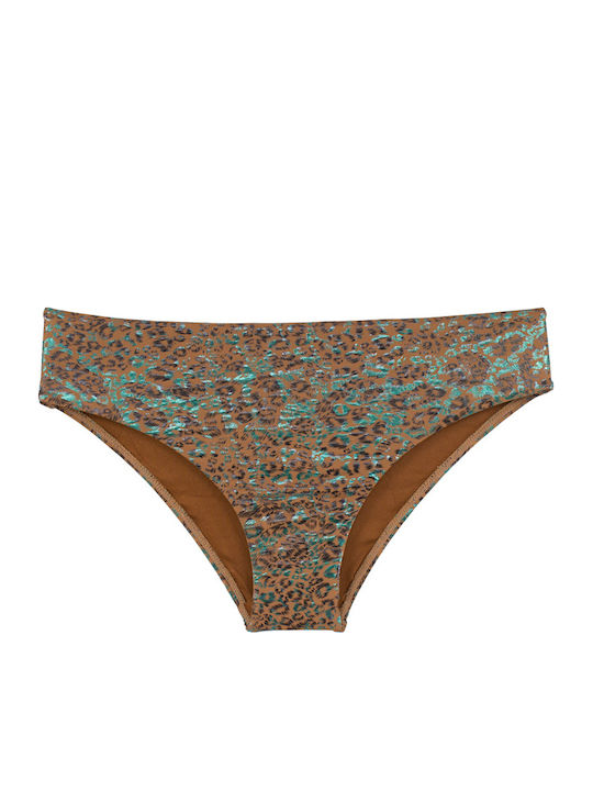 Women's Bikini Strapless Push-up Underwire Metallic Animal Print Brown
