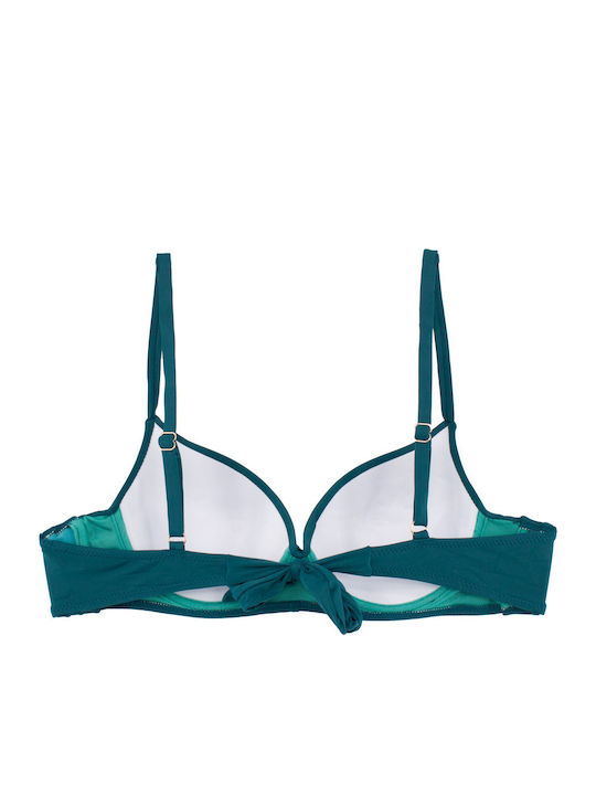 Women's Push-up Bikini Swimsuit Underwire Draped Petrol Blue