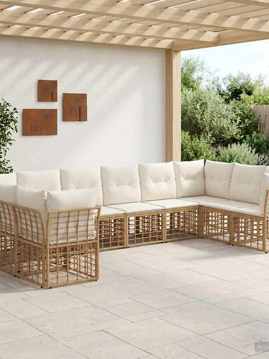 Διθέσιος Καναπές Εξωτερικού Χώρου Rattan με Μαξιλάρια