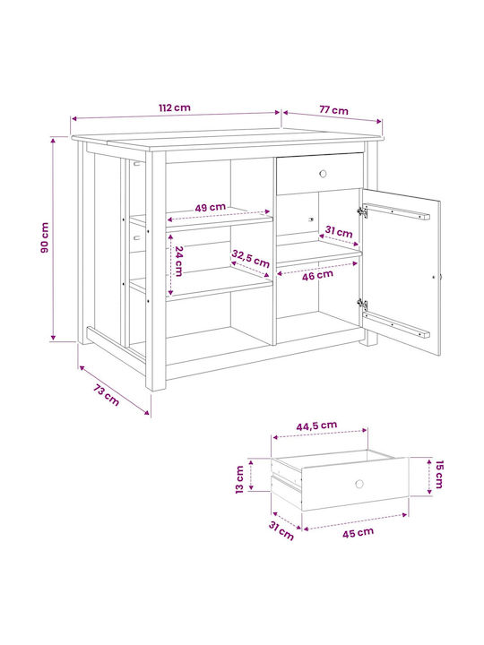 vidaXL Boden-Küchenschrank Weiß 112x77x90cm