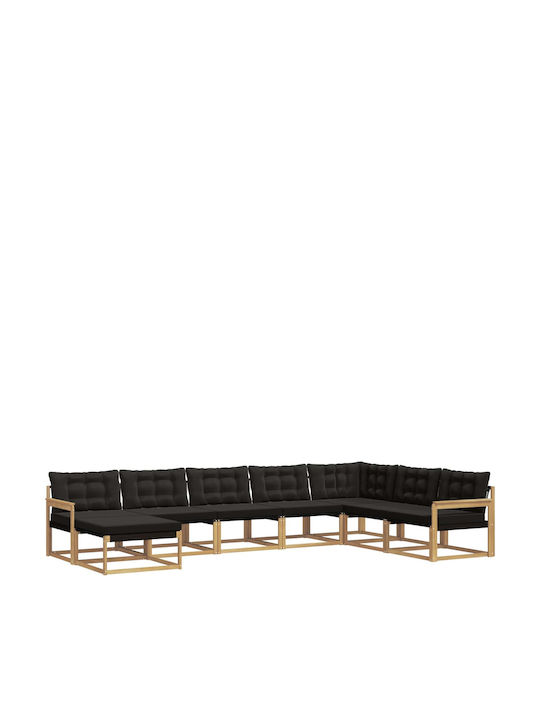 Corner Outdoor Sofa Wooden with Cushions 406x247.5x73cm