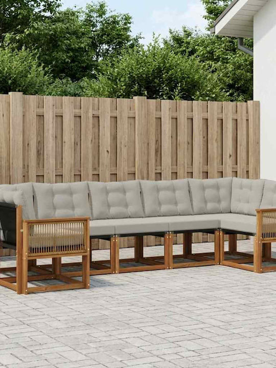 Canapea De Colț De Exterior Din Lemn Cu Perne 304x128.5x73cm