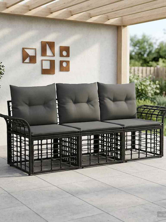 vidaXL Outdoor-Sofas & Bänke Dreisitz Rattan Mit Kissen