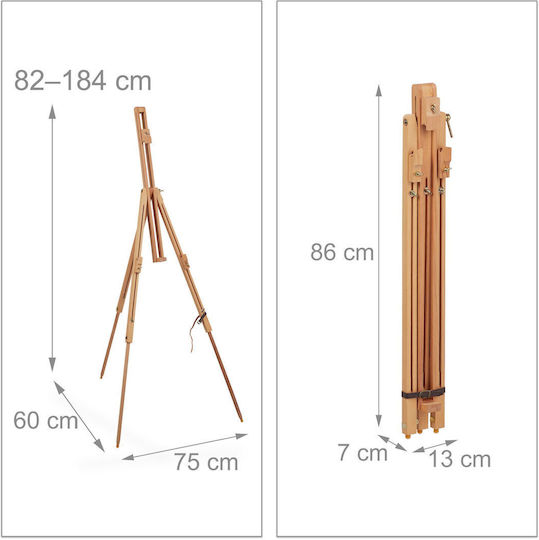 Beech Wood Easel Relaxdays Adjustable Natural Color 82-184 Cm 1.7 Kg