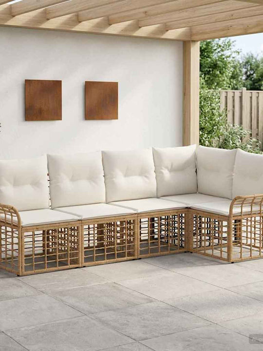 Γωνιακός Καναπές Εξωτερικού Χώρου Rattan με Μαξιλάρια