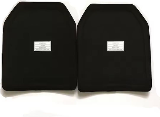 Set 2 Nij Iv Ballistic Plates Alumina + Pe Material Advanced Protection Against Ap 7.62x63mm M2 Armor-piercing Bullets Curved Sapi Design Compatible Plate Carriers Strike Face Inscription Shock Moisture Resistant Size 25x30 Cm Black