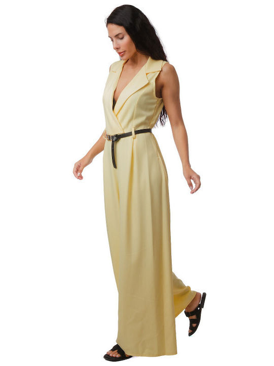 Damenteilose Eingepackt Ärmellose Jumpsuit Gelbe
