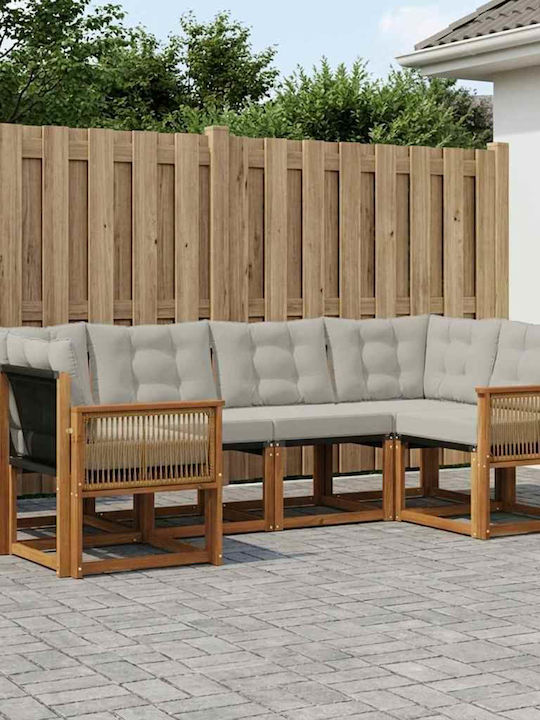 Canapea De Colț De Exterior Din Lemn Cu Perne 245x128.5x73cm