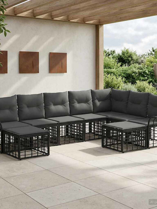 Γωνιακός Καναπές Εξωτερικού Χώρου Rattan με Μαξιλάρια