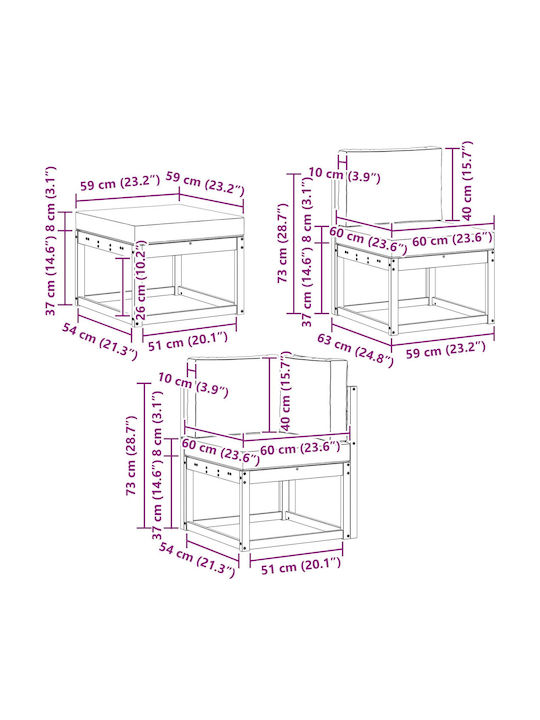 Corner Outdoor Sofa Plastic with Cushions 306x128.5x73cm