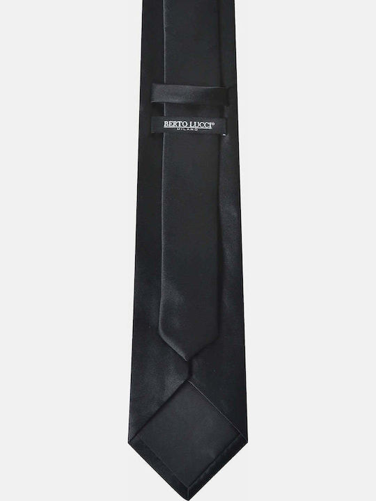 Berto Lucci Men's Monochrome Tie in Black Color