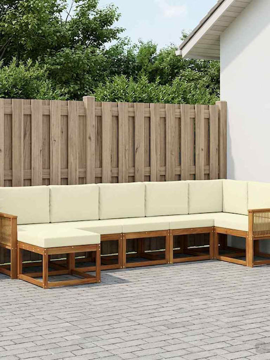Corner Outdoor Sofa Plastic with Cushions 306x128.5x73cm