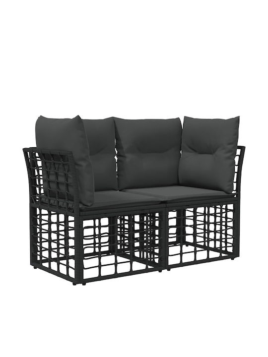 Ecksofa Outdoor Metallisch Schwarz mit Kissen