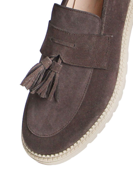Leder Damen Mokassins in Braun Farbe