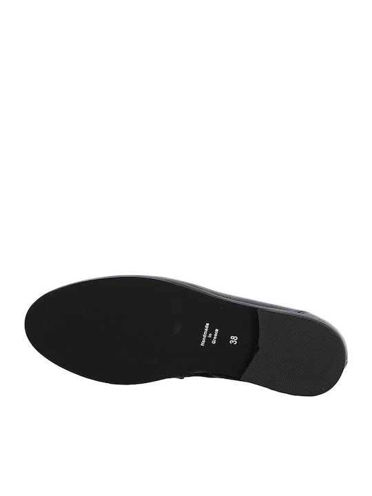 Leder Damen Mokassins in Schwarz Farbe