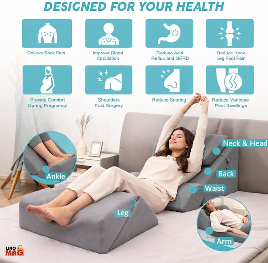 Linomag Μαξιλάρι Σφήνα με Memory Foam σε Γκρι χρώμα