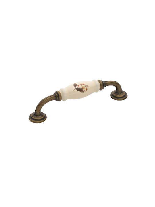 Roline 522 Antique Handle Furniture made of Porcelain & Zamak Brown 150mm (Center Distance 128mm) 522 1pcs