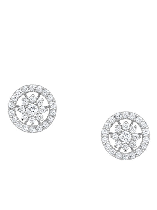 Ohrringe Rosette aus Weißgold 18K mit Diamant