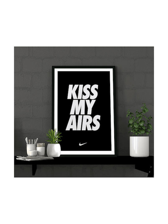 Poster Kiss My Airs Black & White Sneakers Snk136 40cm X 50cm Λευκή Ξύλινη Κορνίζα