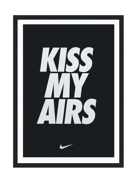 Poster Kiss My Airs Black & White Sneakers Snk136 40cm X 50cm Λευκή Ξύλινη Κορνίζα