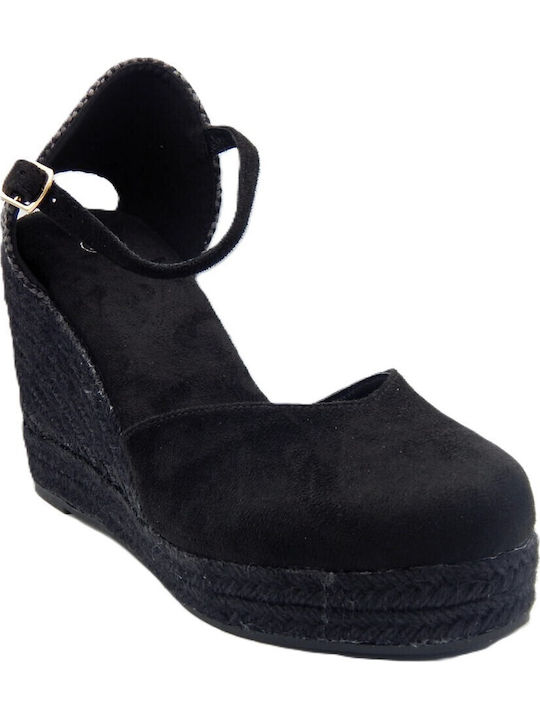 Women's Suede Platform Espadrilles Total Black