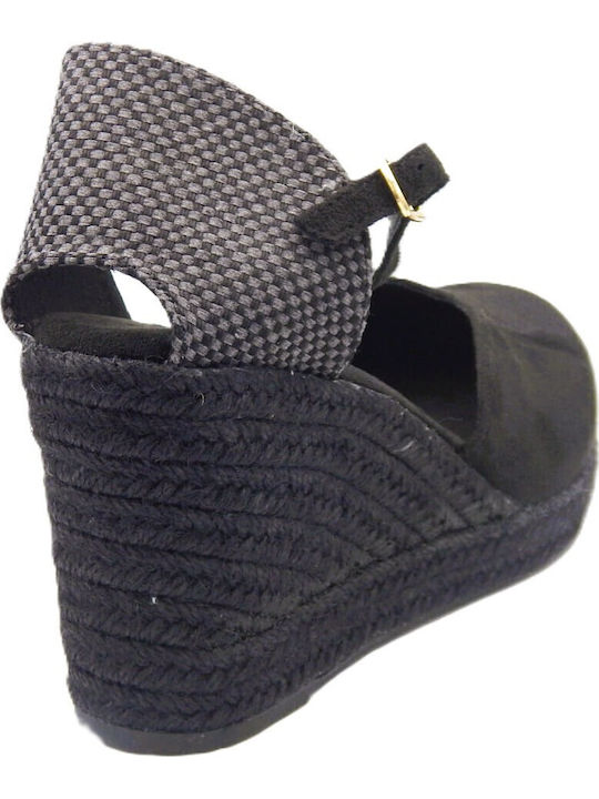 Women's Suede Platform Espadrilles Total Black