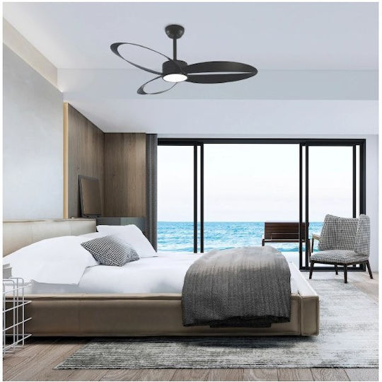 Aca Ανεμιστήρας Οροφής 132cm με Φως Μαύρος
