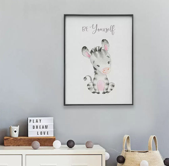 Kids Wall Art Giraffe with White Frame Made of Wood 40x50cm