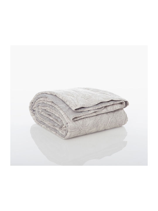 Nef-Nef Homeware Tundra Coverlet Double Cotton Satin Ecru Grey 240x230cm