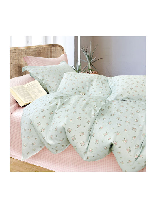 Rythmos Coverlet Set Super King Cotton Satin Green 220x240cm 3 Pieces