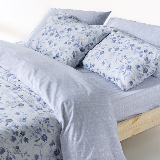 Kentia Yuli Single Cotton Coverlet Set Blue White 160x240cm