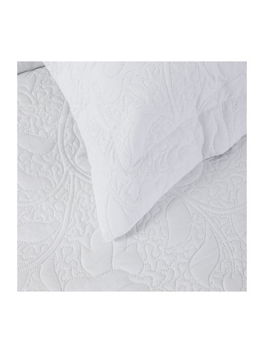Nima Heather Coverlet Set Double Microfiber Heather White 240x260cm 3 Pieces