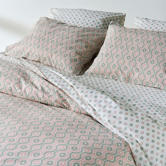 Kentia Trubi Σετ Κουβερλί Μονό Βαμβακερό Green-pink 160x240cm