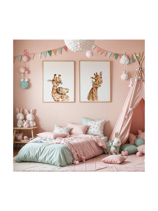 Kids Wall Art Giraffes with White Frame from Wood 40x50cm
