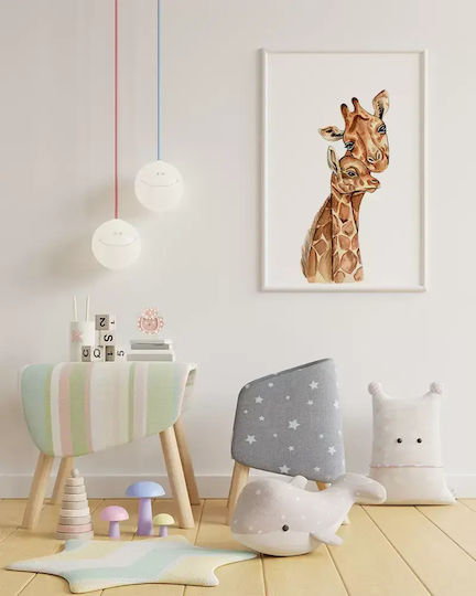 Παιδικό Κάδρο Giraffes με Λευκή Κορνίζα από Ξύλο 40x50εκ.
