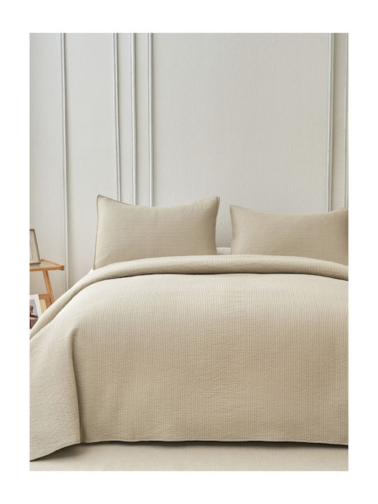 Down Town Home Σετ Κουβερλί King Size Βαμβακερό Εκρού 250x280cm 3τμχ