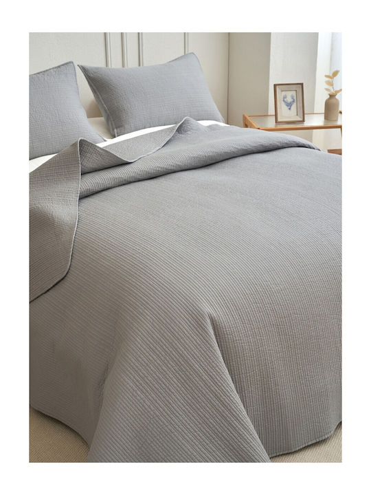 Down Town Home Σετ Κουβερλί King Size Βαμβακερό Μπλε 250x280cm 3τμχ