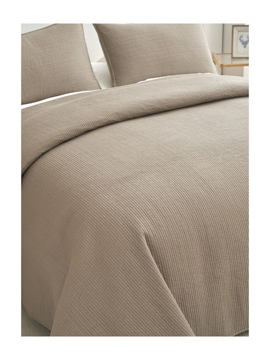 Down Town Home Σετ Κουβερλί Μονό Βαμβακερό Καφέ 170x240cm 2τμχ