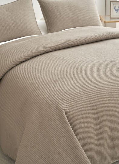 Down Town Home Σετ Κουβερλί King Size Βαμβακερό Καφέ 250x280cm 3τμχ