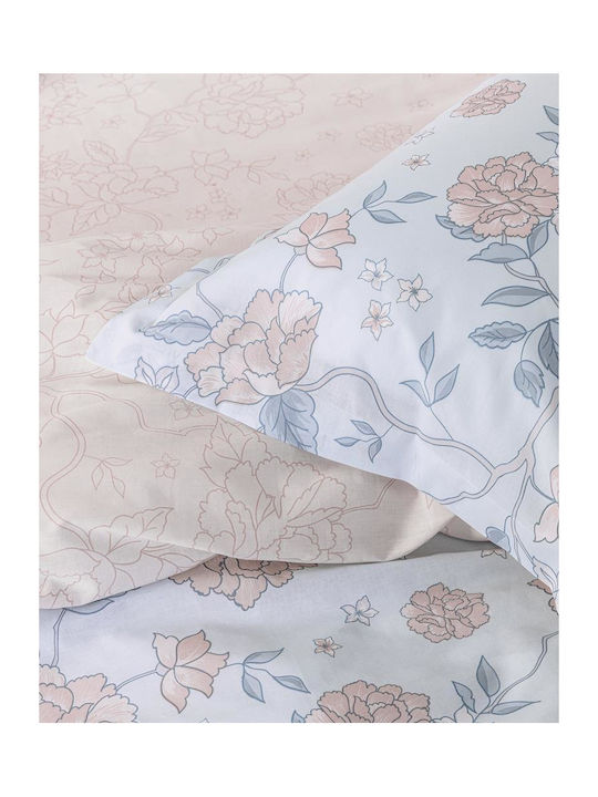 Nima Floral Dream Σετ Κουβερλί Υπέρδιπλο Βαμβακερό Σιέλ 220x240cm