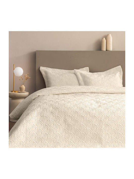 Palamaiki Wed104 Set Coverlets Double Microfiber Ecru 240x260cm