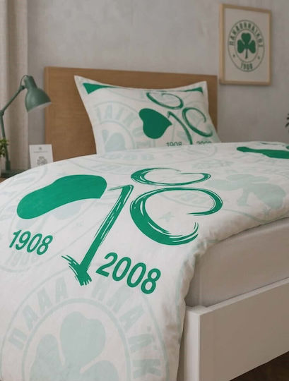 Palamaiki Panathinaikos FC1 Подредба Кувертюра Единична Памук Зелен 170x240см
